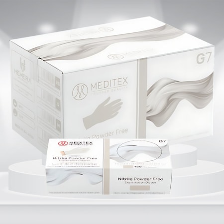 Meditex Meditex G7 (Case), Disposable Gloves, 4 mil Palm, Nitrile, Powder-Free, XL, 1000 PK, White XL